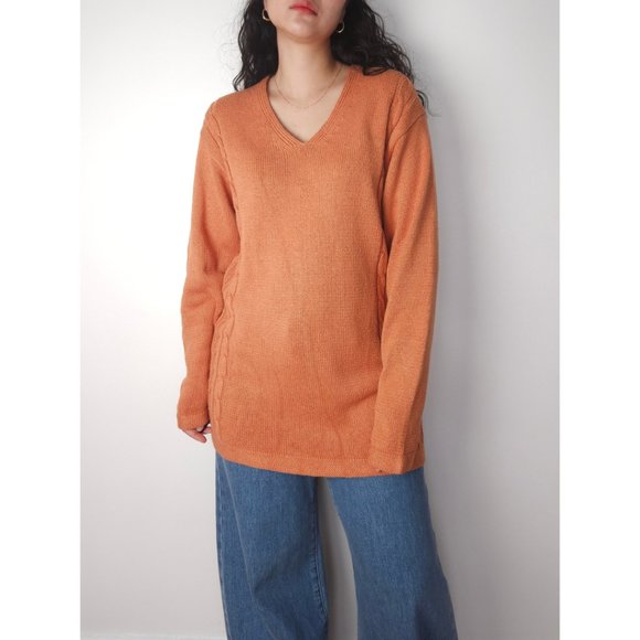 Vintage pure silk Paul Stuart v neck knit sweater/ relaxed oversized pullover - Picture 2 of 13
